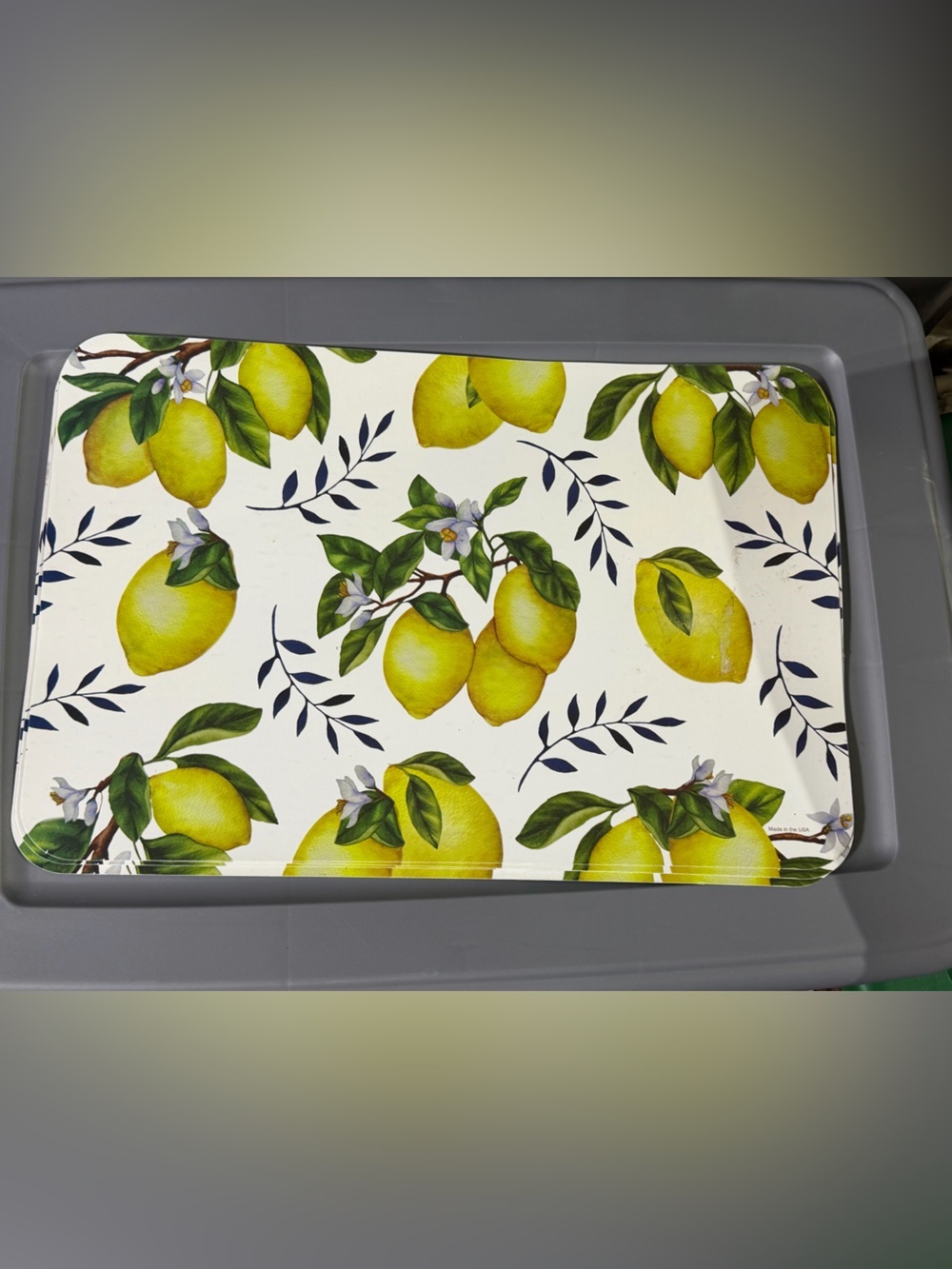Corelle Conimar Lemons Reversible 4 Placemats Serving Mat Blue Yellow Dining